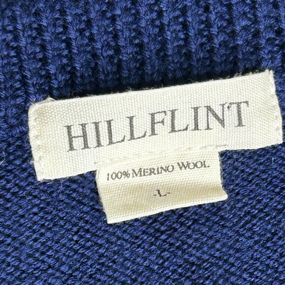Hillflint Sweater Mens L Navy Merino Wool Collegiate V Letter Virginia State - Picture 5 of 13